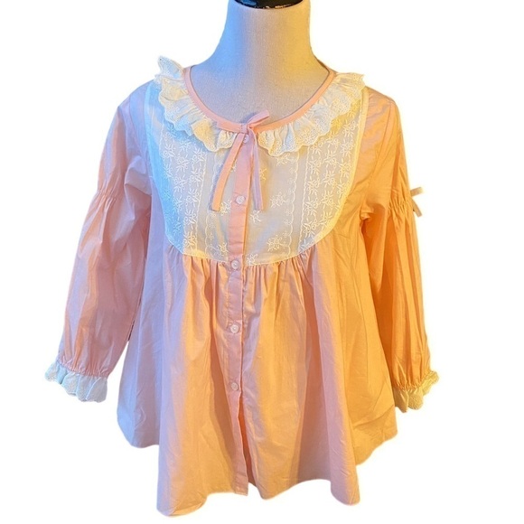 Lovery and Happy Pyjana Banana Girl 90 Baby Doll Ruffle Pink and White Top. New - Picture 1 of 14